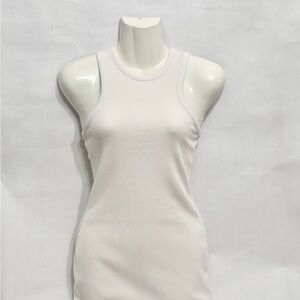 Ribbed Sleeveless Tank Dress - White